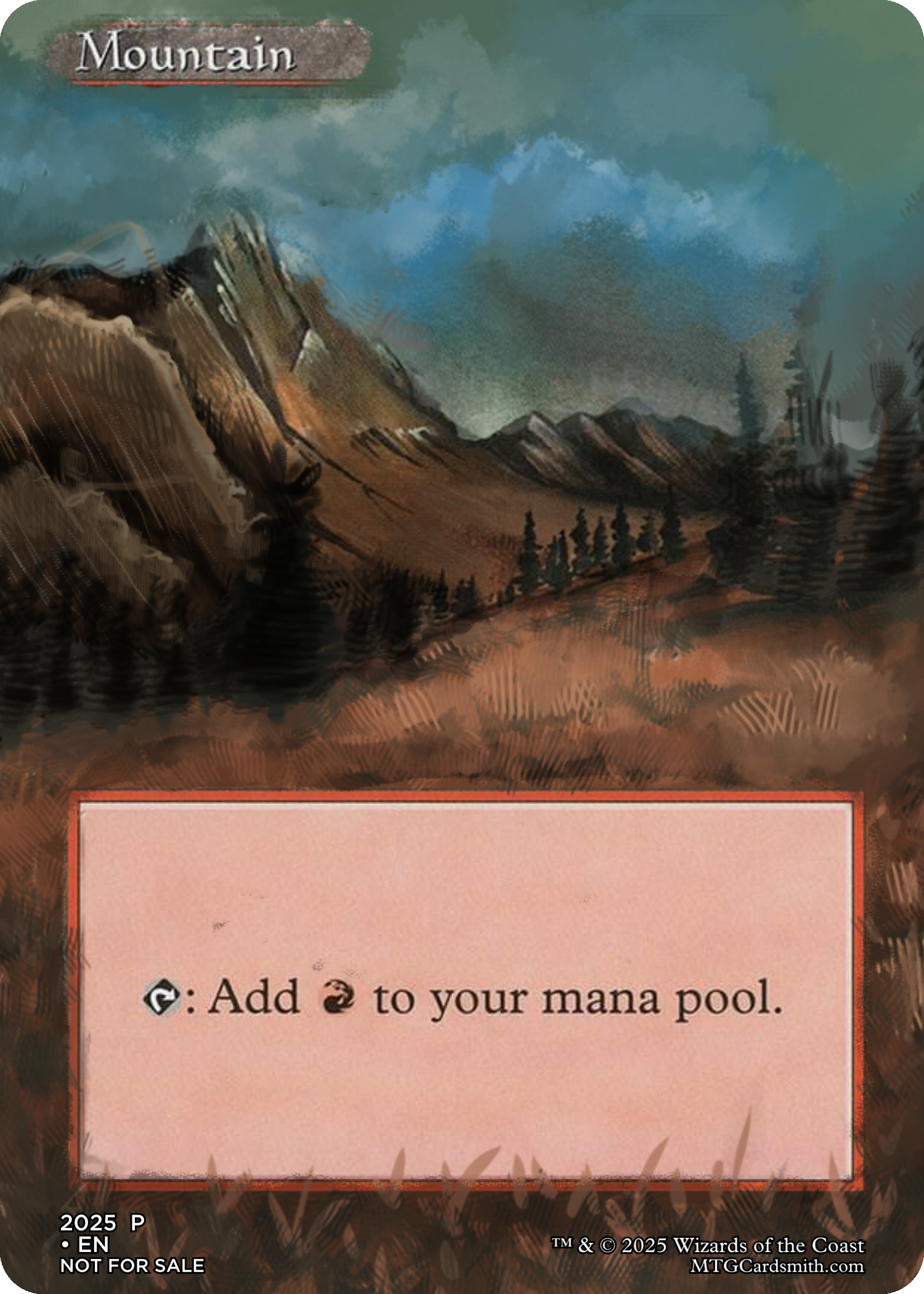 Custom Painted Mountain Land - Magic the Gathering