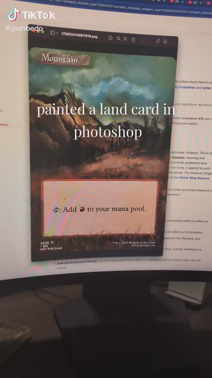 Custom Painted Mountain Land - Magic the Gathering